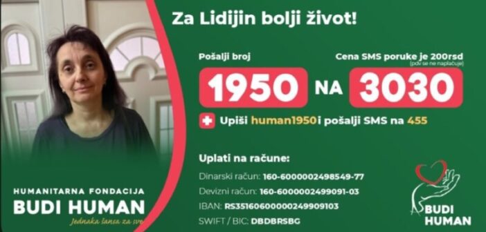 За Лидијин бољи живот, будимо хумани – 1950 na 3030!
