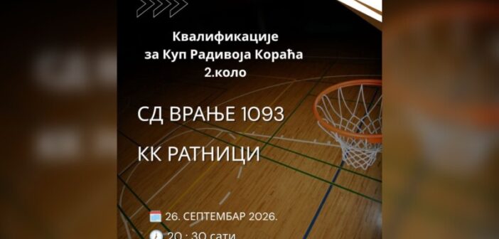 КК СД „Врање 1093“ дочекује КК „Ратници“ у суботу, 26. септембра
